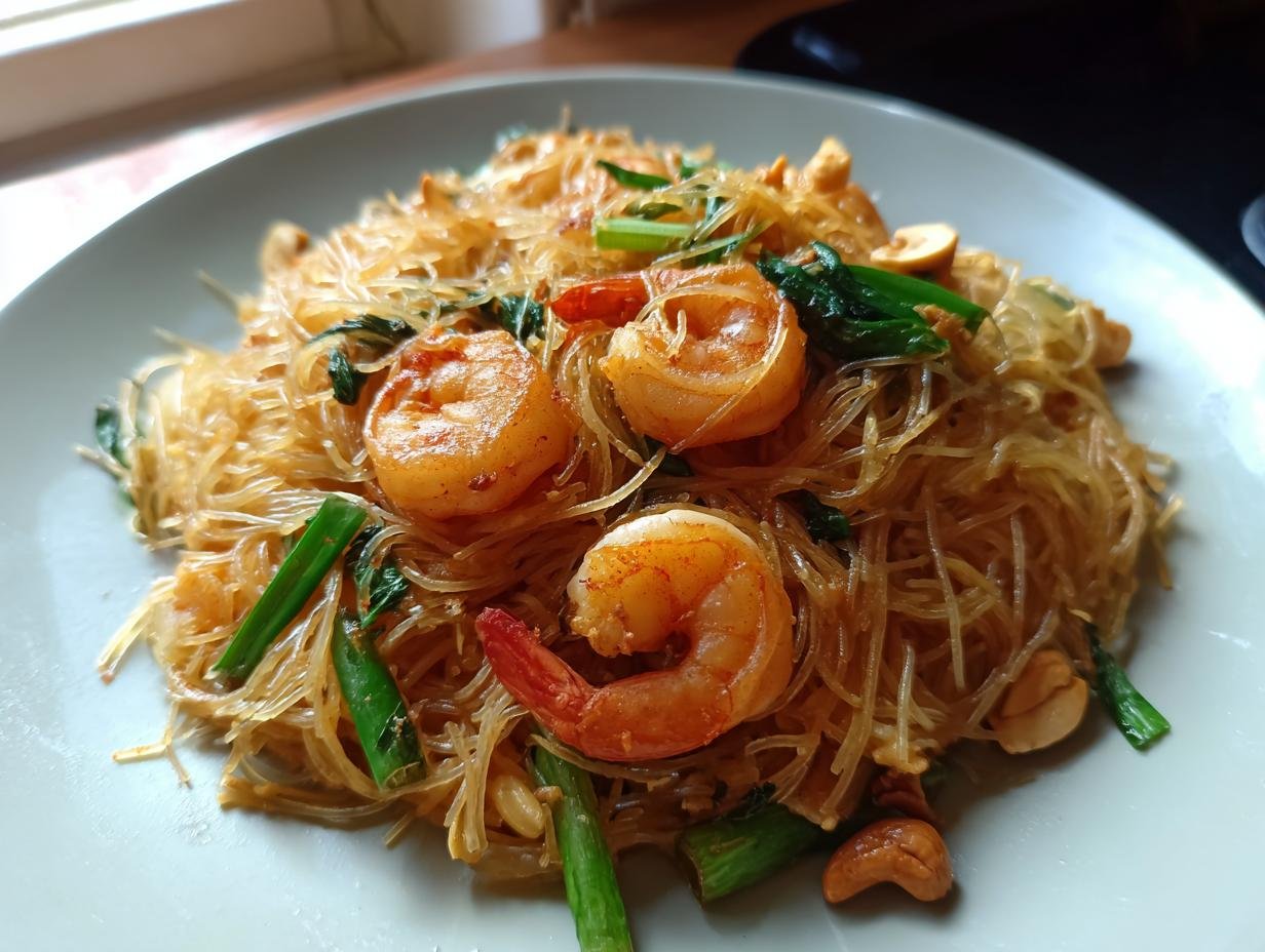 Gebratene Glasnudeln mit Garnelen: 30 Min Glück