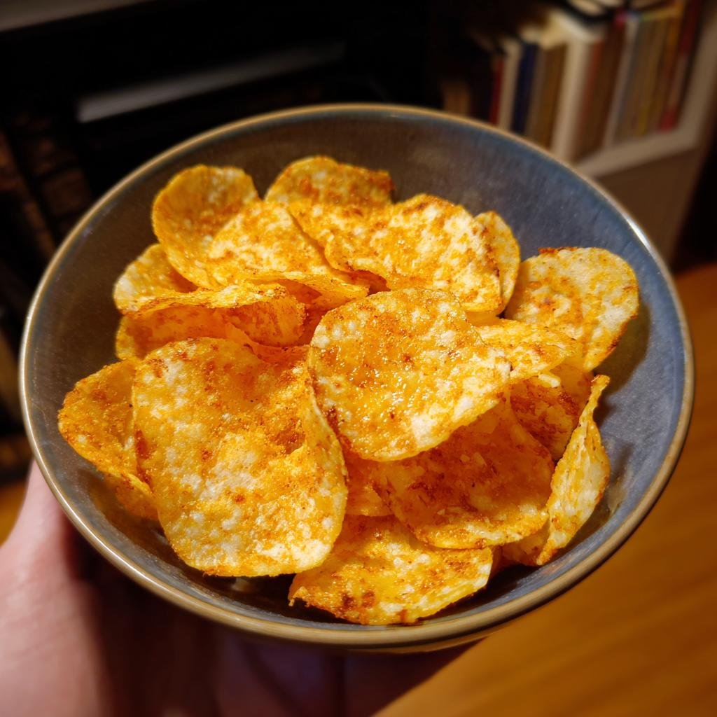 Nahaufnahme einer Schale mit genialen Käse-Chips aus Cheddar, die knusprig und goldbraun sind.