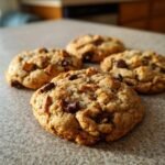Close-up of homemade Haselnusskekse mit Schokolade (hazelnut cookies with chocolate).
