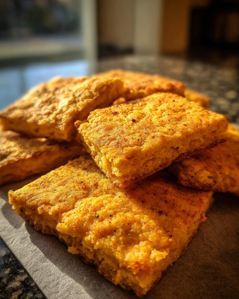 A stack of homemade Paprika-Käse-Cracker Low Carb, showing their crispy texture and golden color.