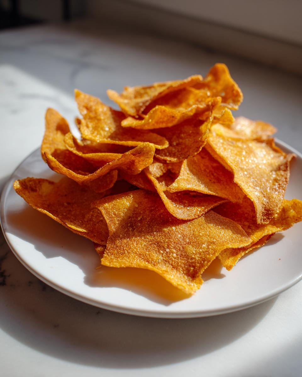 A plate of golden Parmesan-Chips mit Sesam, a quick and easy 10-minute snack.