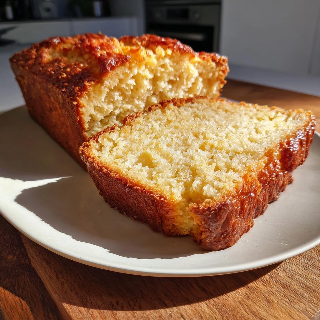 A slice of freshly baked Zero-Carb Joghurtbrot, showing the texture and golden crust.