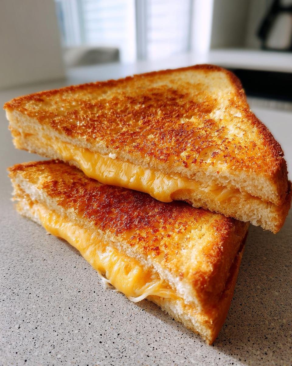 Two halves of Käse-Schinken-Toasties stacked, showing melted cheese and golden-brown toasted bread.