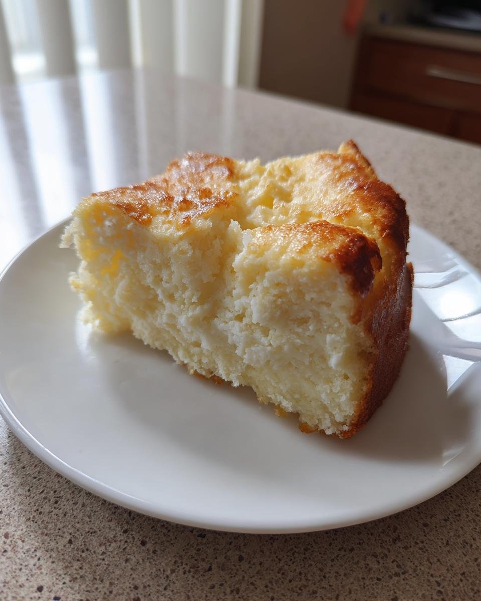 A slice of Schneller Quarkkuchen on a white plate, showcasing its creamy texture and golden crust.