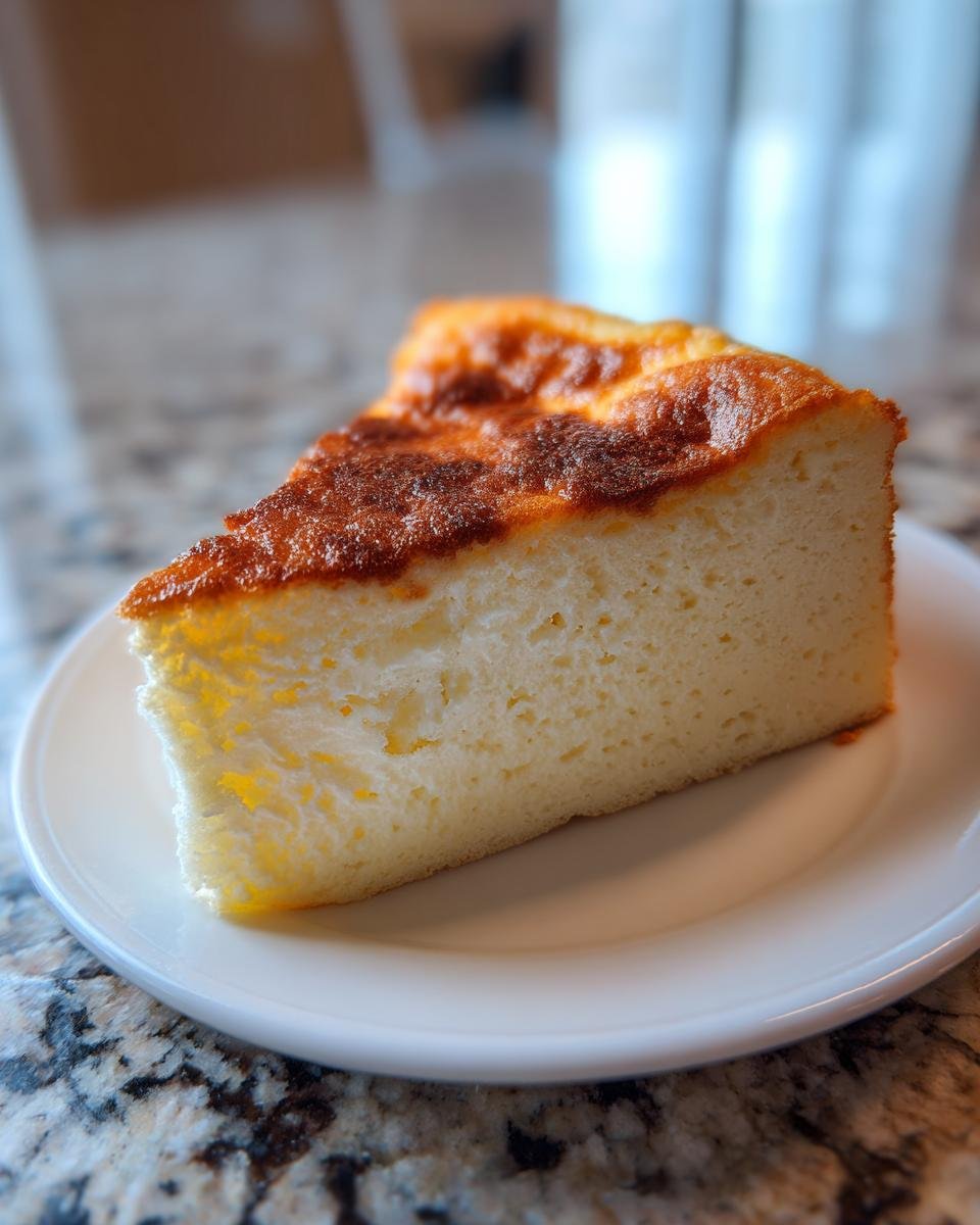 A slice of Schneller Quarkkuchen on a white plate, showing the creamy texture and golden crust.