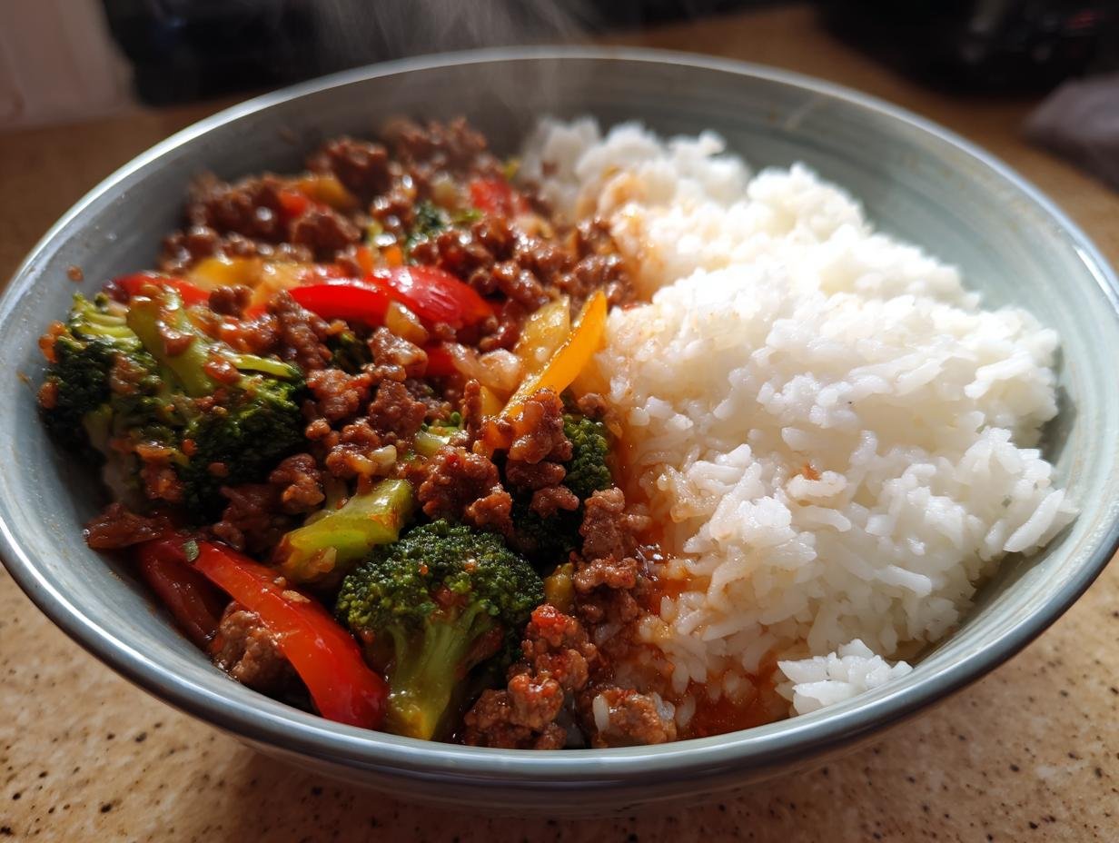 30-Minuten scharfe Hackfleisch-Bowl lecker