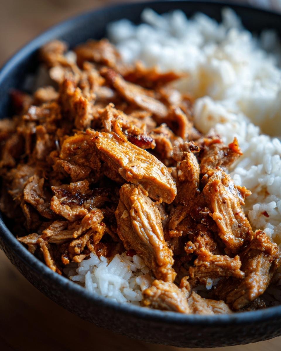 Schüssel mit Gyros Geschnetzeltes mit Reis, detailreiche Nahaufnahme.