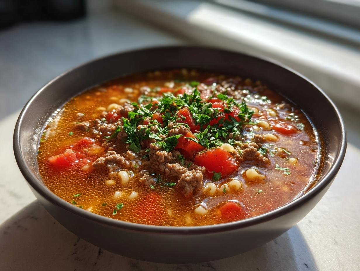 Einfache Hamburger-Nudelsuppe: 1x Glücks-Soulfood