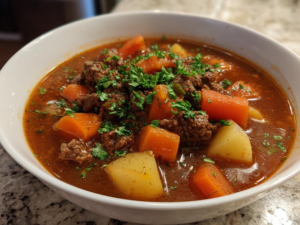 Hamburger Suppe mit 500g Hackfleisch: 4 Portionen