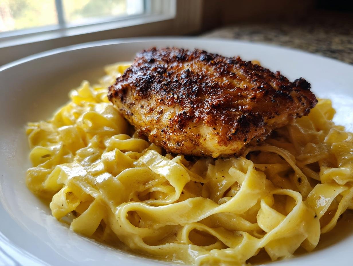 Knuspriges Hähnchen mit cremiger Pasta in 45 Min