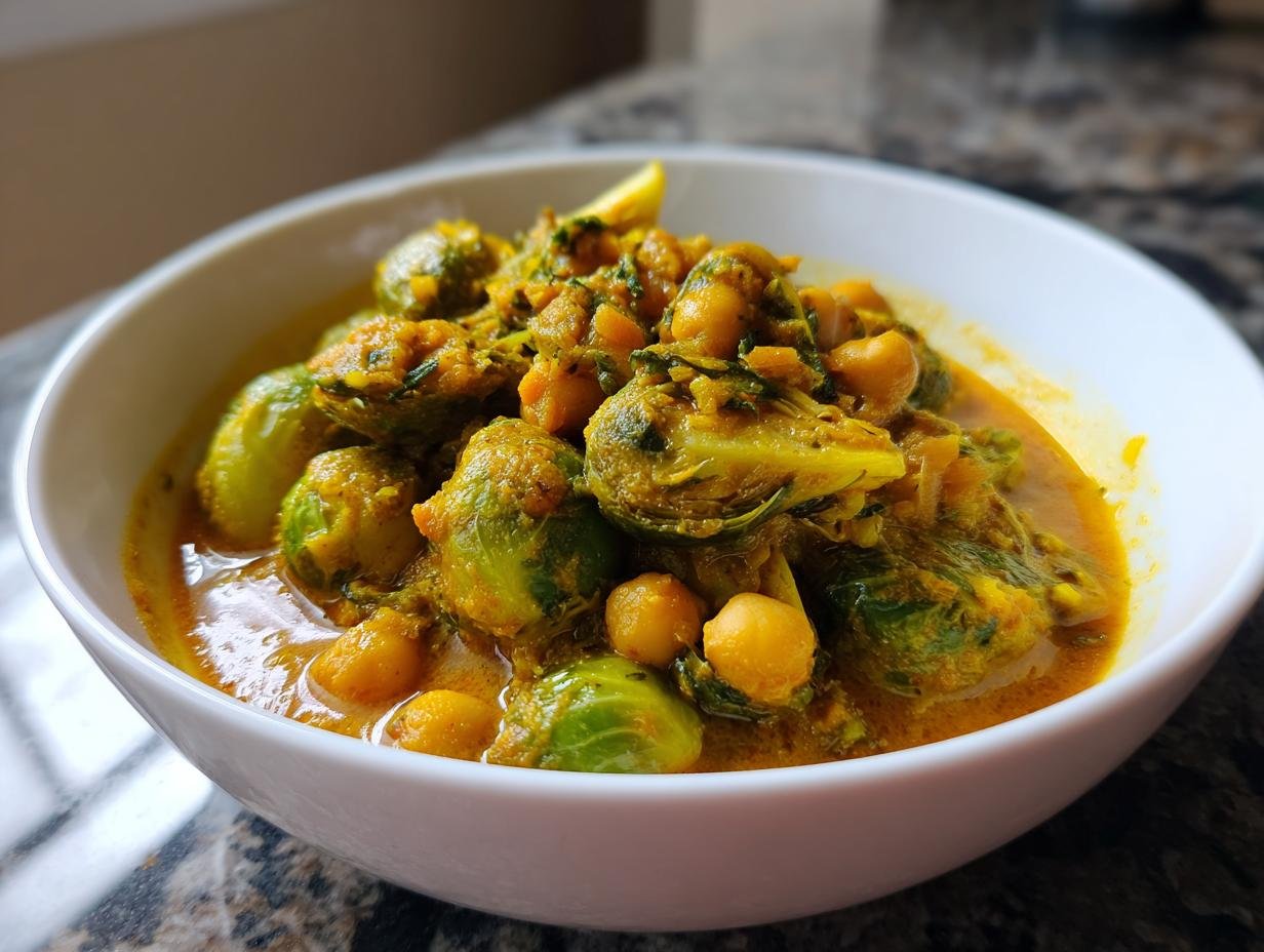 Fantastisch Rosenkohl-Curry mit Kichererbsen in 40 Min