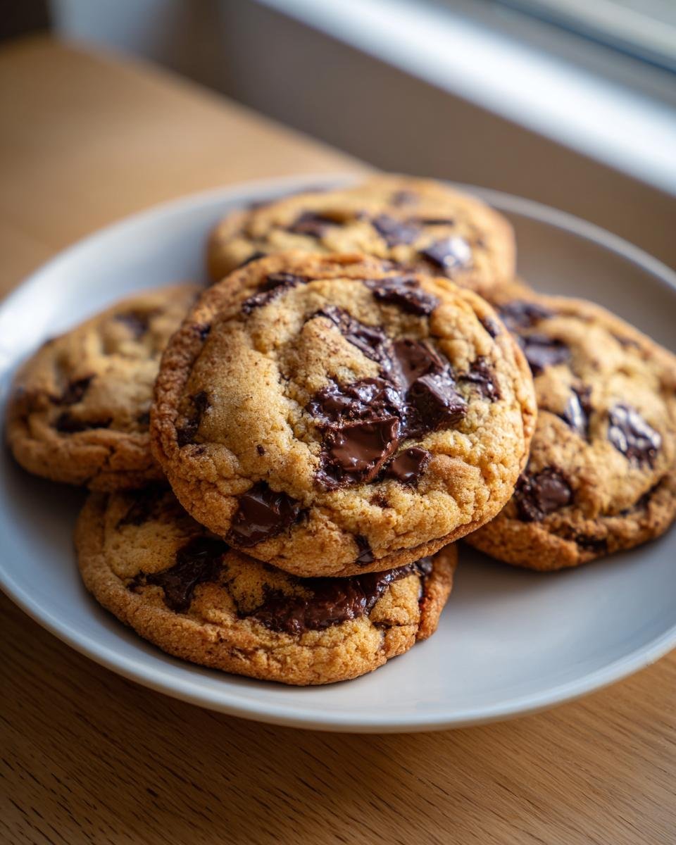 Ein Teller mit frisch gebackenen Chocolate Chip Cookies, die Schmecken bombastisch.