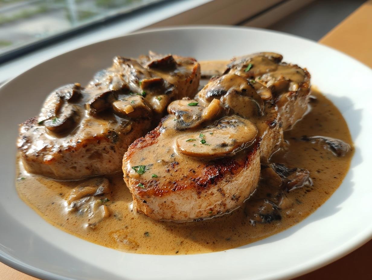 Fantastisch: Schweinefilet in Pilz-Zwiebel-Sauce in 55 Min