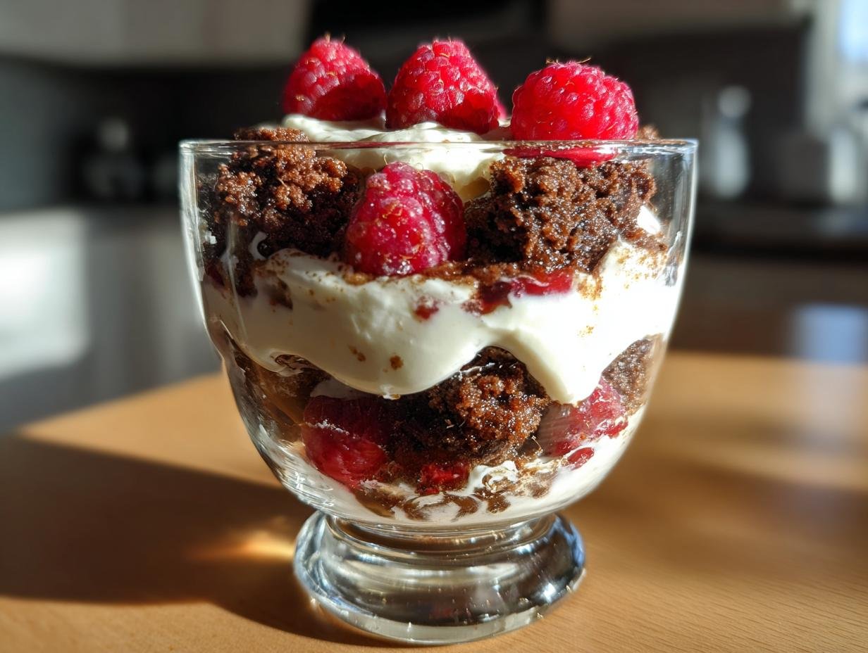 Schichtdessert mit Spekulatius-Krümeln, Sahne und frischen Himbeeren – Spekulatius Dessert mit Himbeeren.