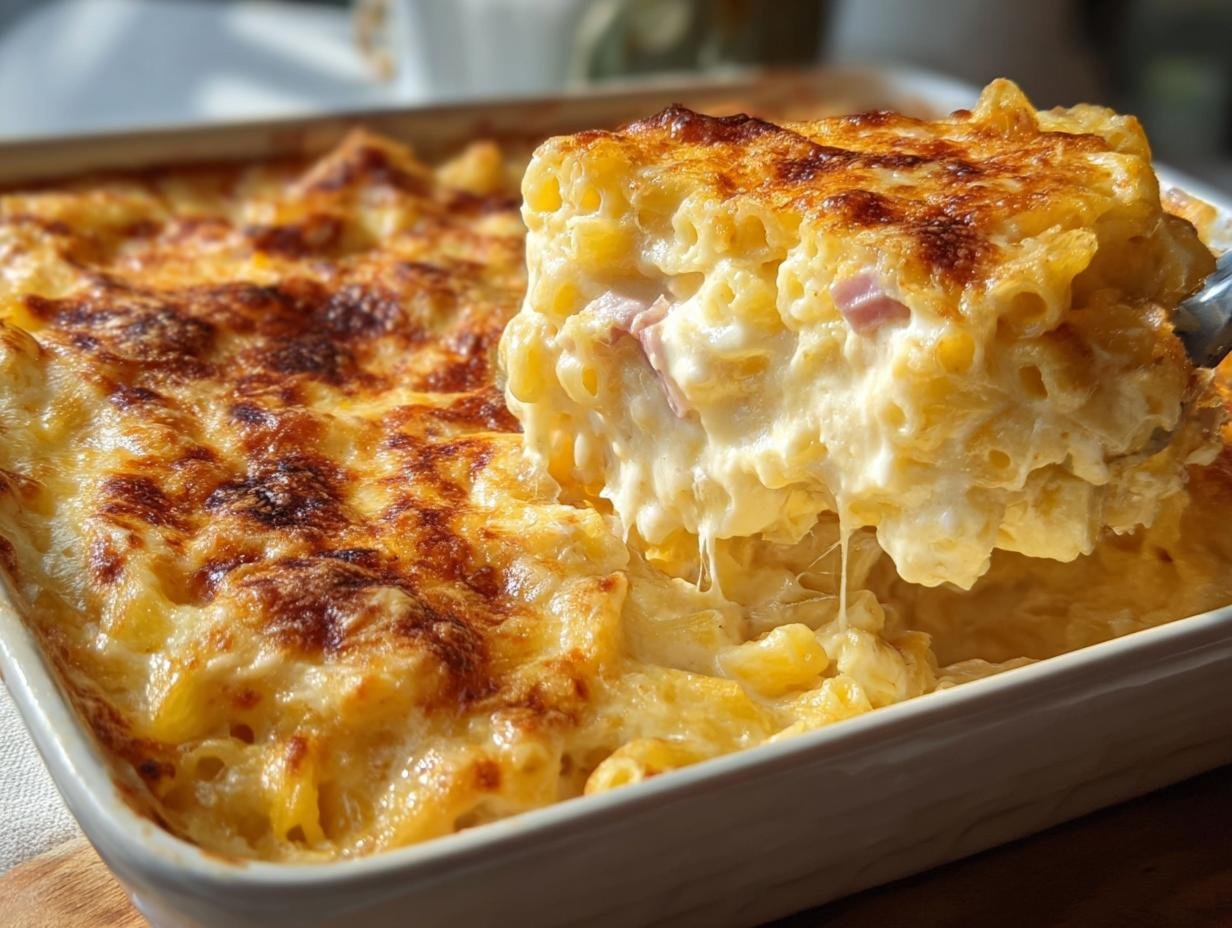 Cremiger Nudelauflauf mit Schinken: 1 Trick