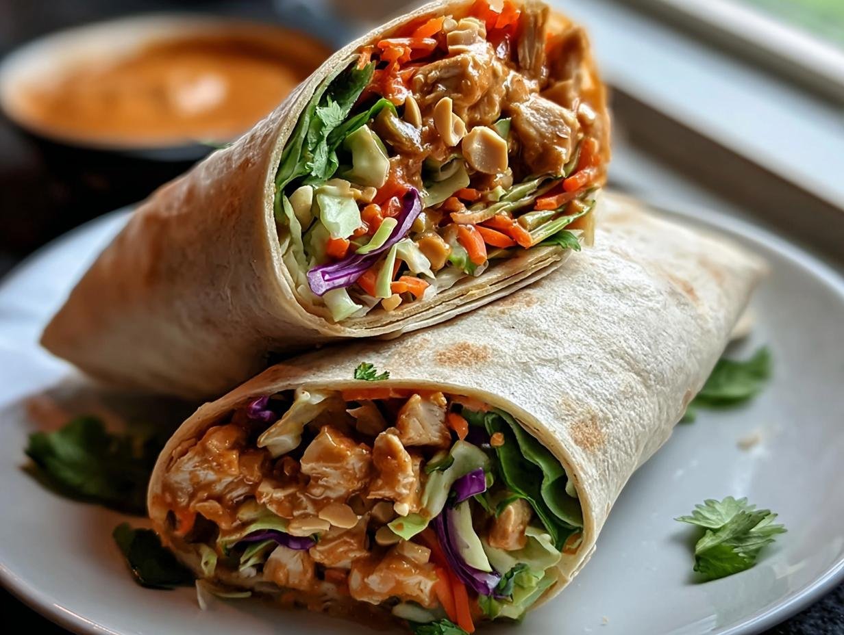 6 genial Thai-Erdnuss-Hähnchen-Wraps