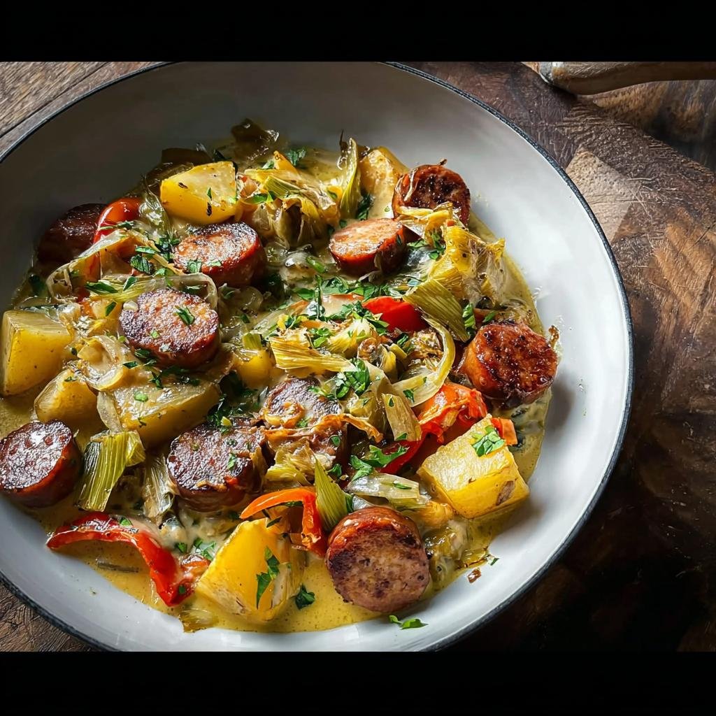 Bratwurst mit Kartoffelstampf & Senfsauce - Tasty