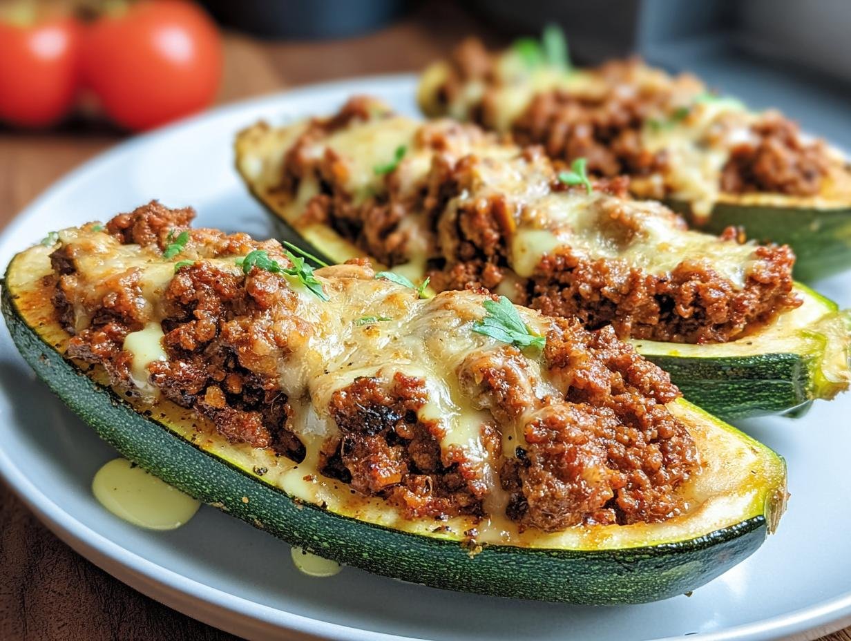 Gefüllte Zucchini mit Hack & Käse - Featured