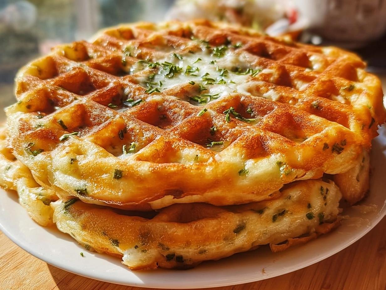 Herzhafte Waffeln mit Käse & Kräutern - Featured