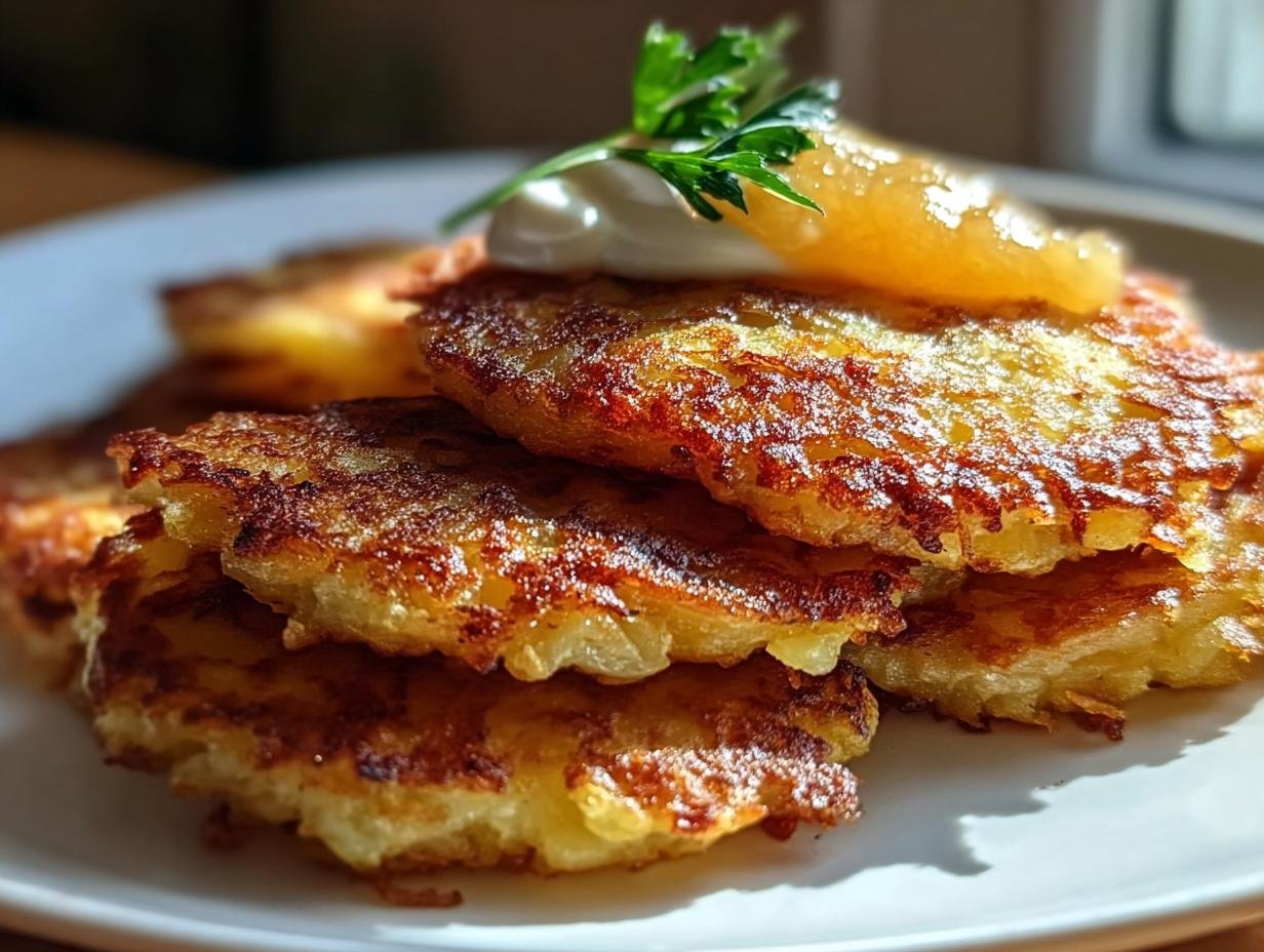 Kartoffelpuffer knusprig mit Apfelmus - Featured