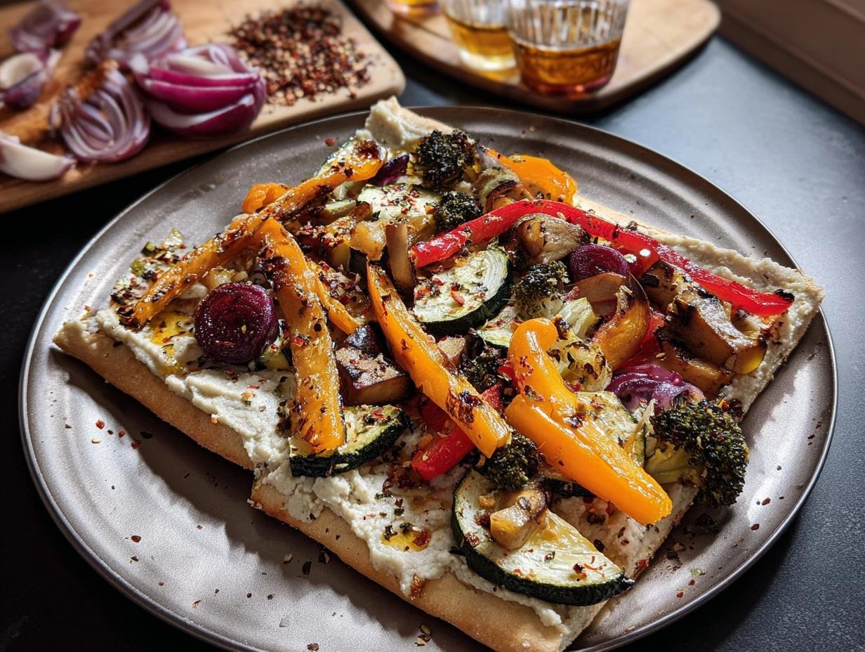 Ofen-Gemüse mit Hummus & Fladenbrot - Featured