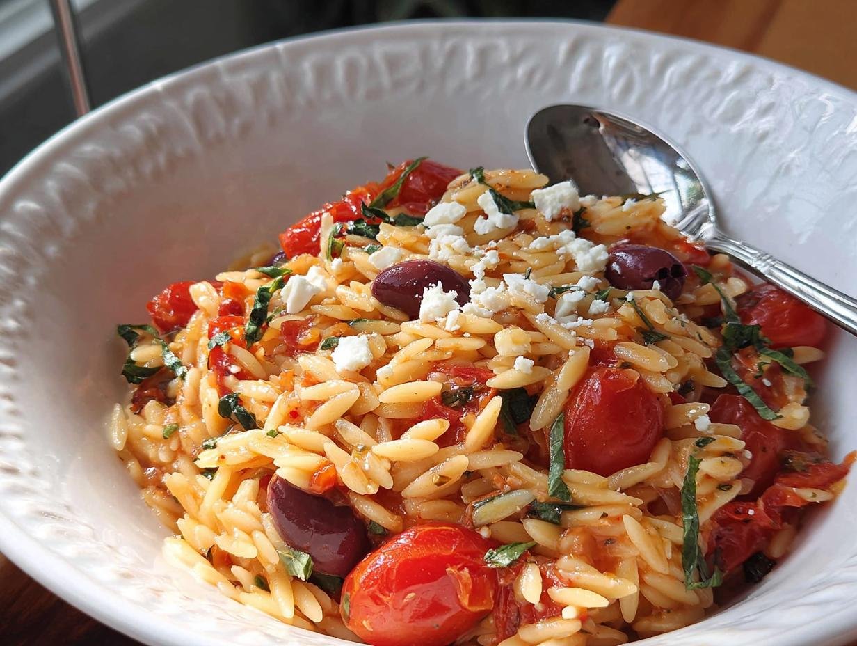 One-Pot-Orzo mit Tomaten & Basilikum - Featured