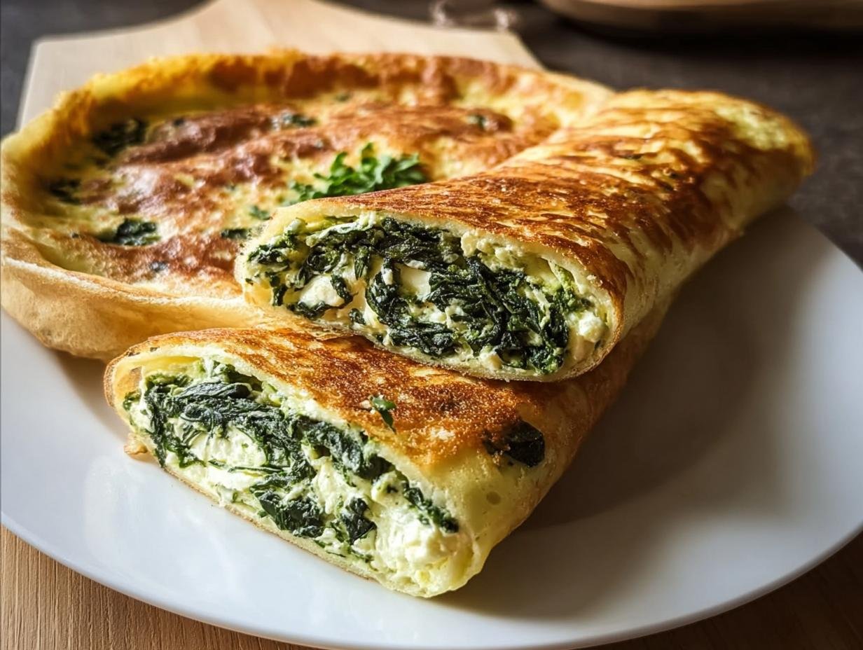 Pfannkuchen herzhaft mit Spinat & Feta - Featured