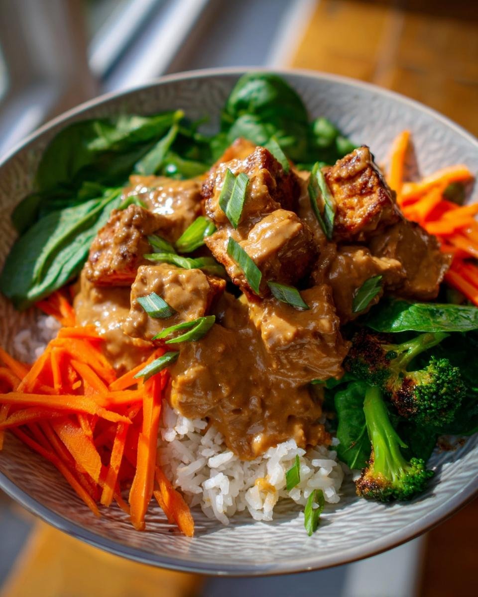 Tofu in Erdnusssauce mit Reis - Other 3