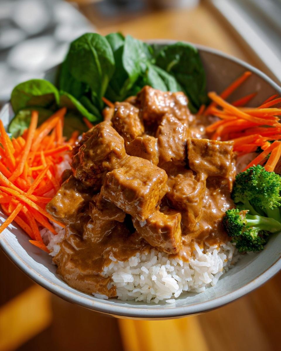 Tofu in Erdnusssauce mit Reis - Other 4