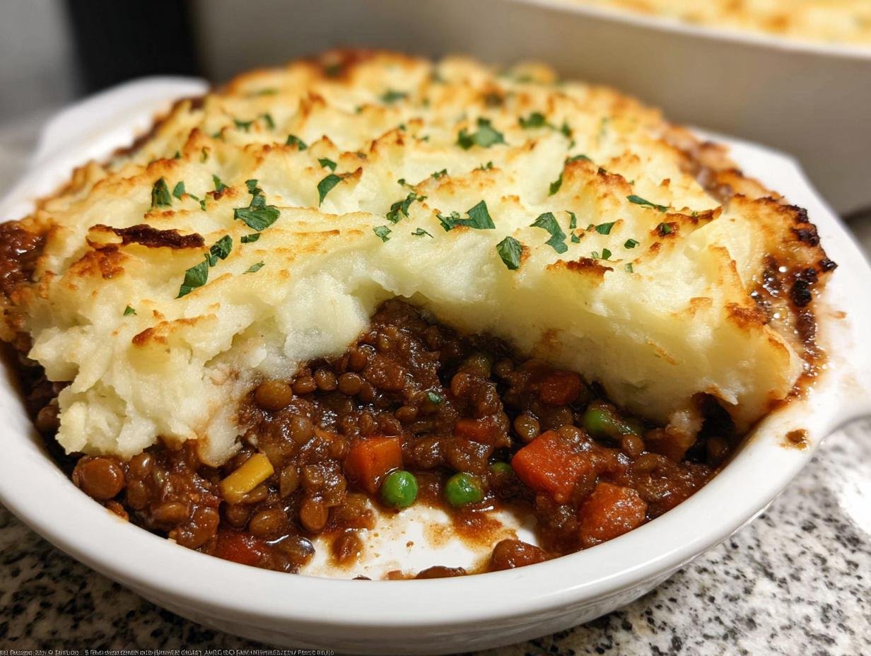 Vegetarischer Shepherd’s Pie mit Linsen - Featured