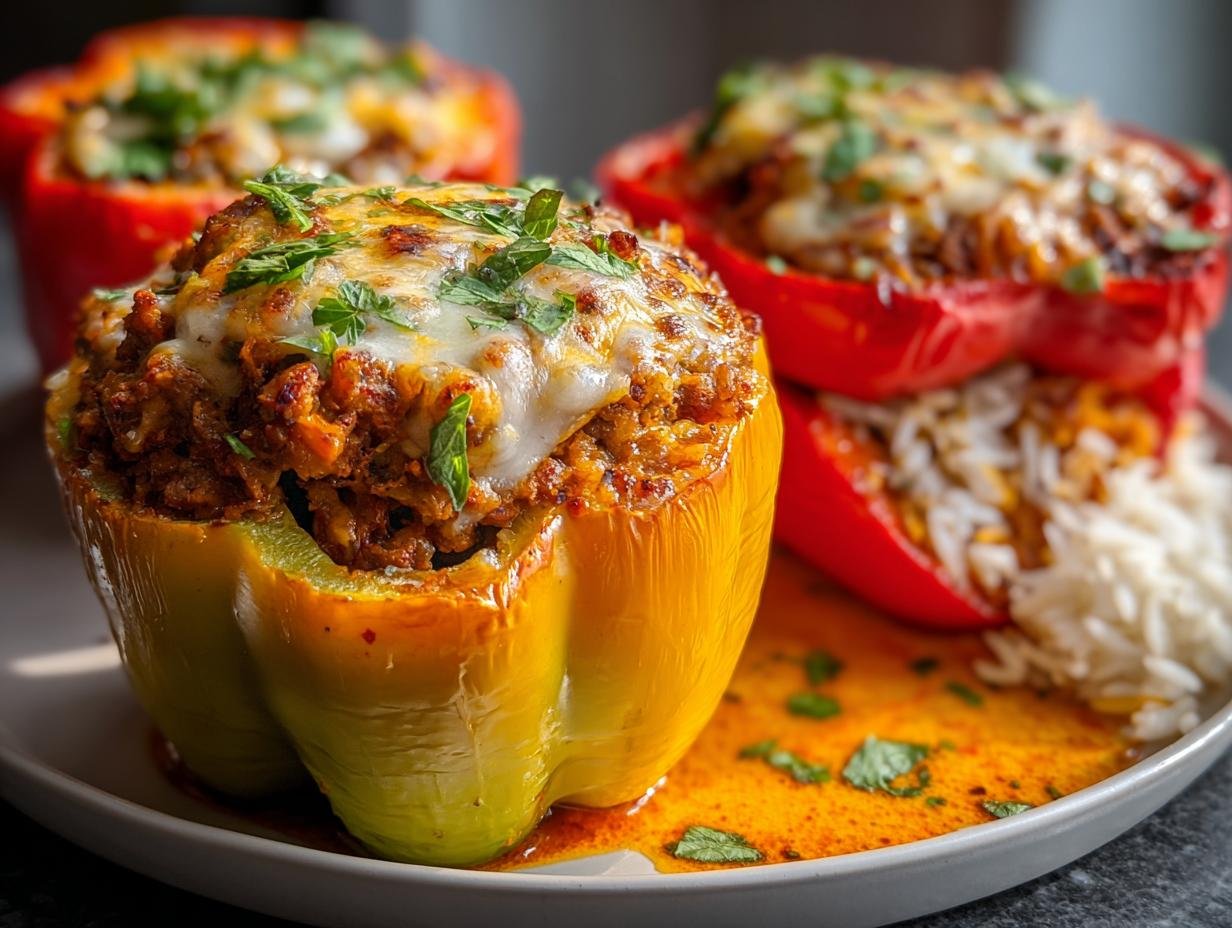 3 saftige Gefüllte Paprika mit Hack & Reis