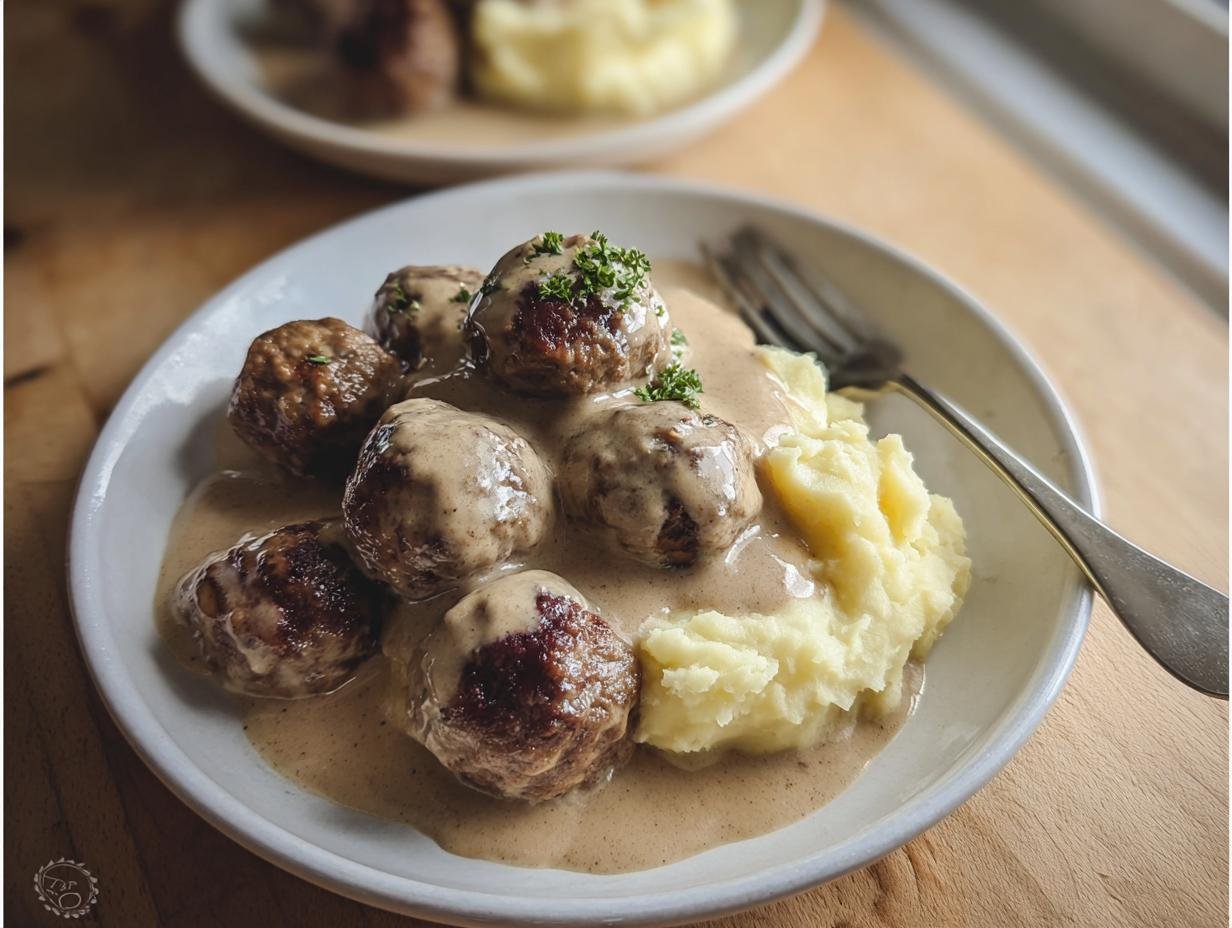 Einfaches Köttbullar mit Rahmsauce & Kartoffeln